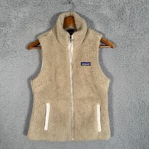 Patagonia Tan Los Gatos Sherpa Fleece Full Zip Pocket Vest Size Small